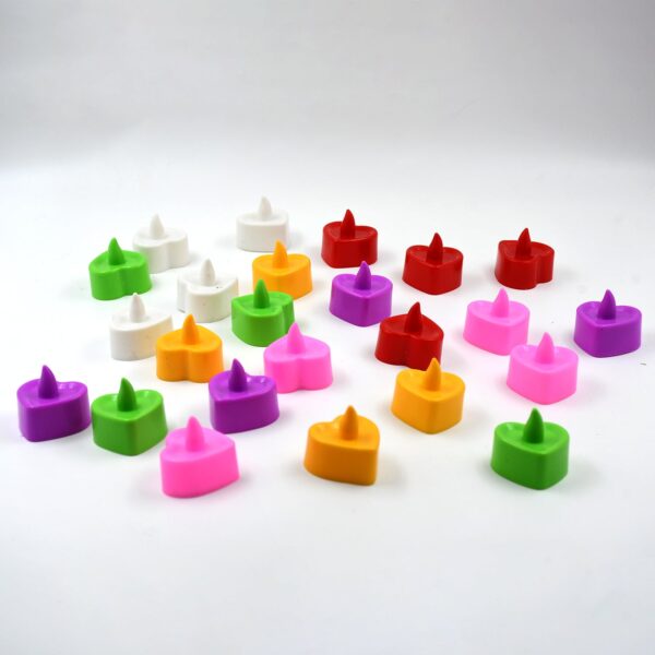 Heart Shape Battery Operated Tea Light LED Candles, for Decoration Use (24 Pc Set) - Image 4