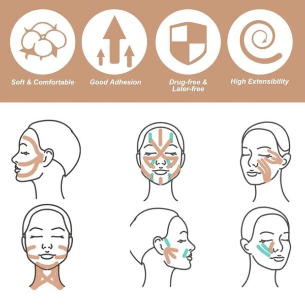 Face Lifting Tape, Myofascial Face Tightening Tape, 2.5 cm x 5 m (1 Pc) - Image 8
