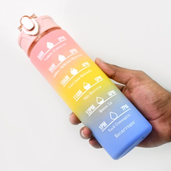 Plastic Colorful Motivational Water Bottle with Straw (900 ML) - Image 4