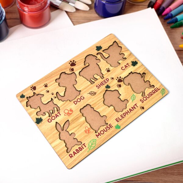 Wooden Animal Puzzle Learning Educational Board (1 Set / 28×20 Cm) - Image 6