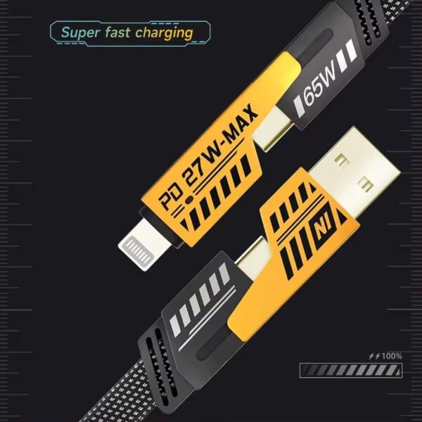 4 in 1 Fast Charging Cable With Multiport USB-C to Type C, USB-C to Lightning (1 Pc) - Image 3