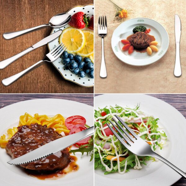 Premium Silver Daily Use Cutlery Set Stainless Steel Luxury Combo Set of 24 - Image 9