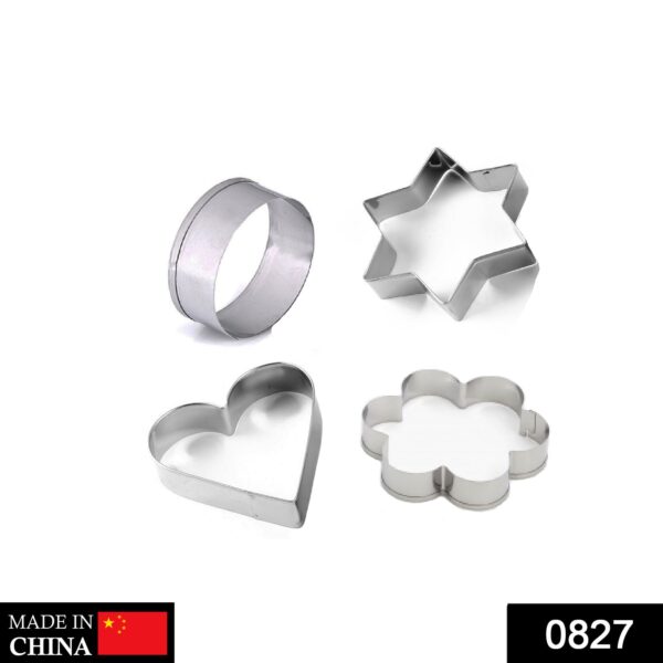 0827 Cookie Cutter Stainless Steel Cookie Cutter with Shape Heart Round Star and Flower (4 Pieces) - Image 2