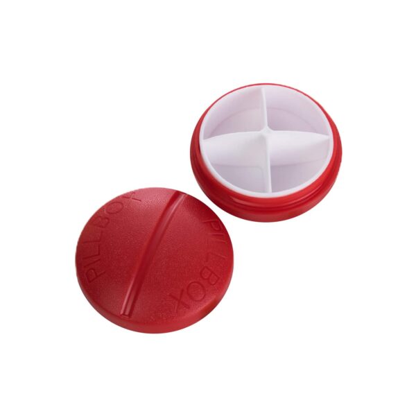 Portable Round Shape 4 Compartments Pill Box (1 Pc) - Image 5