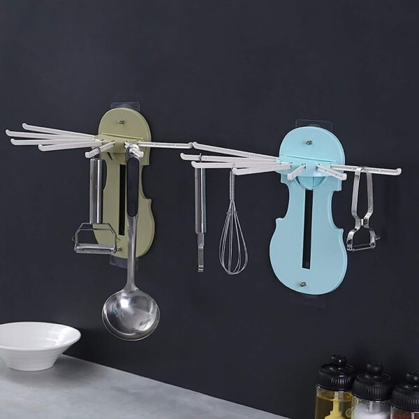 Plastic 7-in-1 Multifunction Retractable Wall-Mounted Pull-Out Hanger Rack Without Punching Hooks Up for Kitchen Bathroom - Image 8