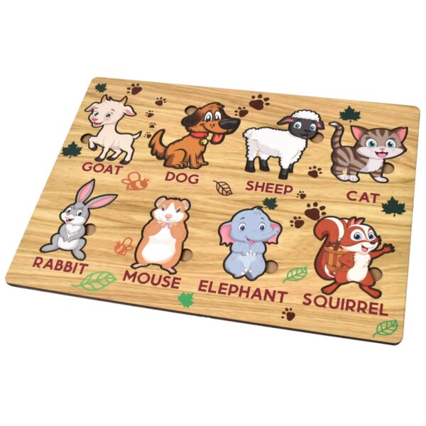 Wooden Animal Puzzle Learning Educational Board (1 Set / 28×20 Cm) - Image 5