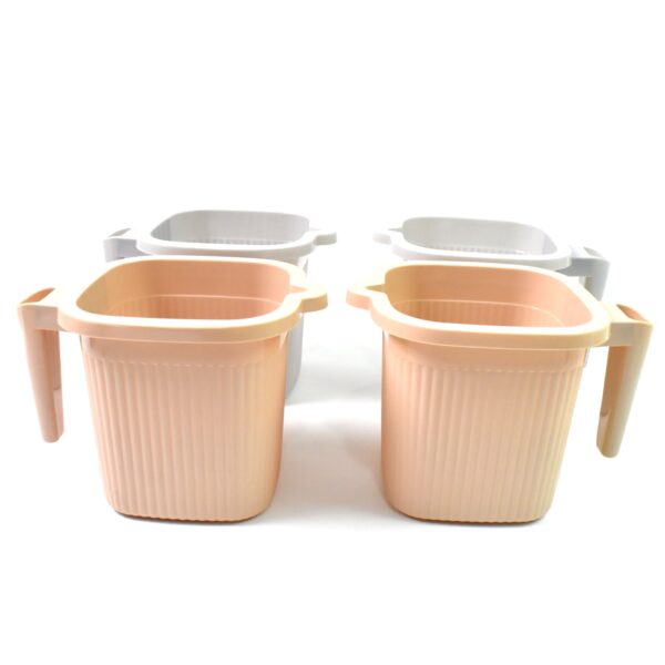 Plastic Square Bath Water Mug (4 Pc / 1000 ML / Mix Color) - Image 5