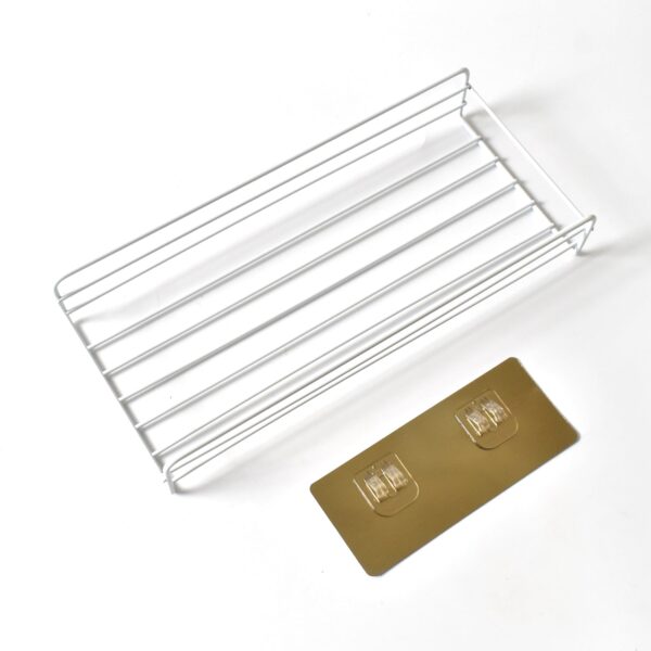 Steel Self-Adhesive Multipurpose Bathroom Shelf with Hooks (1 Set) - Image 5