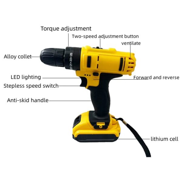 24 V lithium Double battery cordless drill set (29 Pcs Set) - Image 7