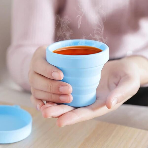 Round Silicone Foldable Glass / Cup, Foldable Travel Mug With Lid (1 Pc) - Image 7