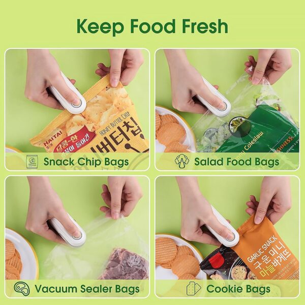 Mini Bag Sealer, 2 in 1 Seal & Cutter Heat Sealers, TYPE-C USB Charging Portable Bag Reseller, Handle Food Sealer, Sealing Machine for Food Storage Plastic Bags Snacks Keep Food Fresh - Image 3