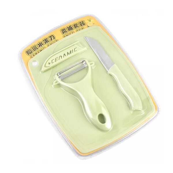 Plastic Kitchen Peeler - Green & Classic Stainless Steel 3-Piece Knife Set Combo - Image 4