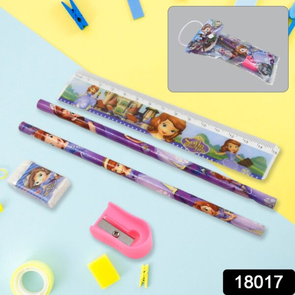 5 in 1 Mix Stationery Gift Set for Kids, Stationary Set Including 2 Pencil, Ruler, Rubber, Pencil Sharpener, School, Office Product Gift (5 Pcs Set) - Image 2