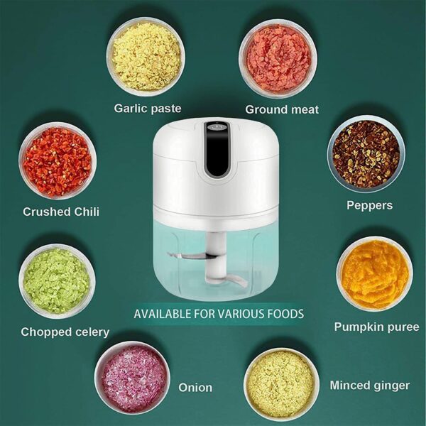 Wireless USB Rechargeable Mini Electric Garlic Machine / Chopper 3 Blades (250Ml) - Image 9