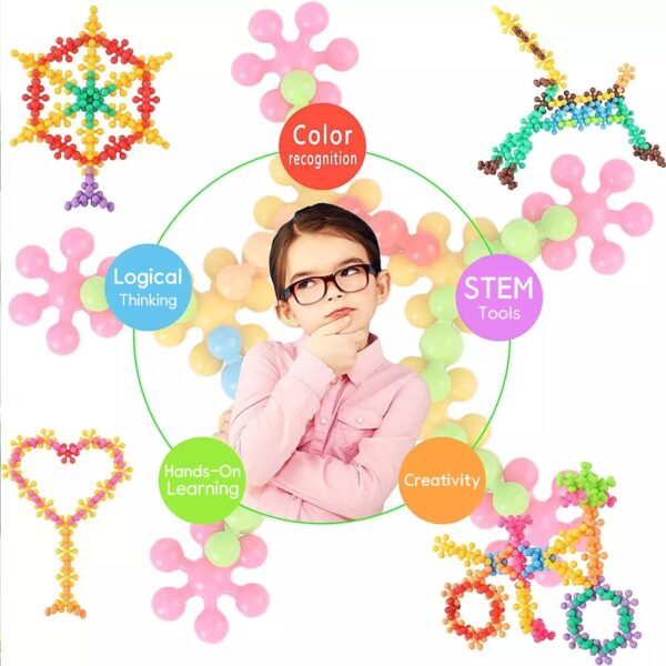 Star Shaped, Star Block Interlocking Blocks Colorful Star Building Blocks (100 Pcs Set) - Image 4
