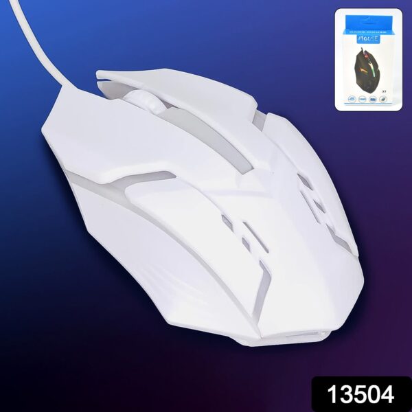 USB Wired Mouse, Gaming Mouse Colorful / Lighting Luminous  (1 Pc / Wihte) - Image 3