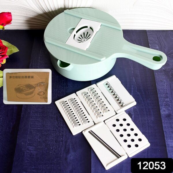 Vegetable Choppers with Drain Basket | 6 in 1 Vegetable Slicer Blades (1 Set) - Image 2