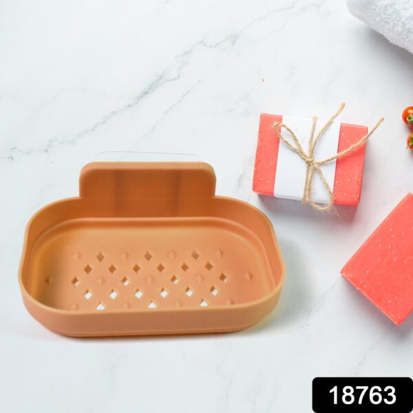 Plastic Soap Dish Holder for Bathroom Shower Wall Mounted Self Adhesive (1 Pc) - Image 2