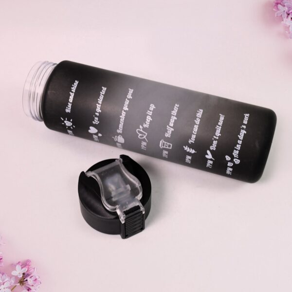 Plastic Black Motivational Water Bottle with Straw (900 ML) - Image 3
