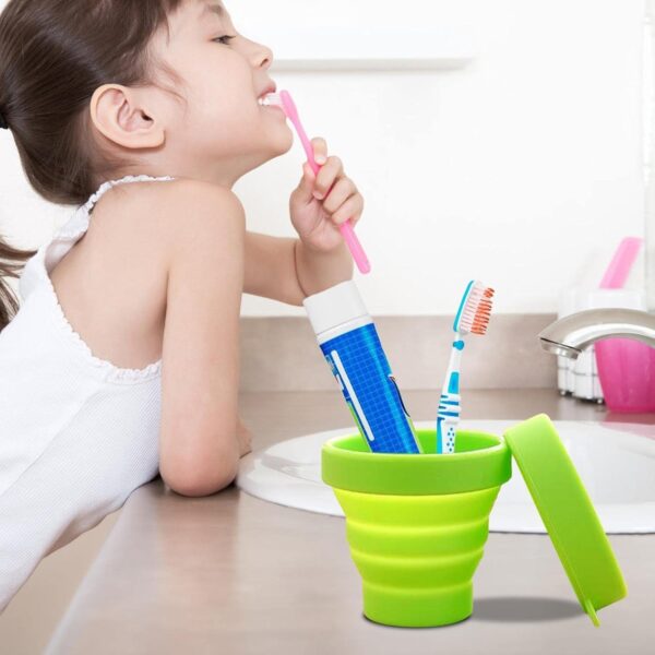 Round Silicone Foldable Glass / Cup, Foldable Travel Mug With Lid (1 Pc) - Image 10