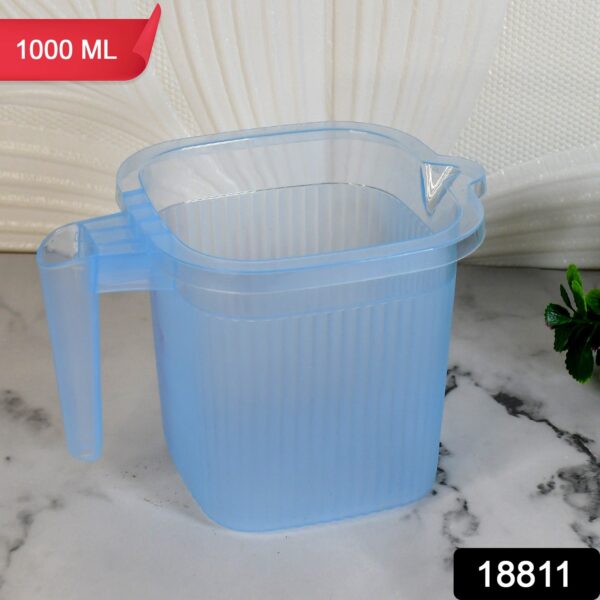 Plastic Square Transparent  Bath Water Mug (1 Pc / 1000 ML / Mix Color) - Image 2