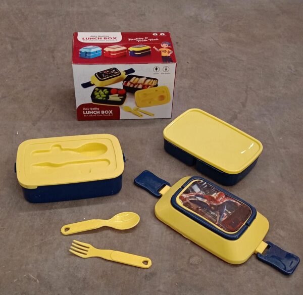 5621 Double Layer Lunch Box Stylish Lid Lunch Box With Fork & Spoon Lunch Box For Children School Lunch Box  - Image 8
