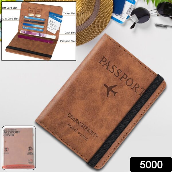 Passport Holder Cover PU Leather Travel Wallet case (1 Pc / 15×11 Cm) - Image 2