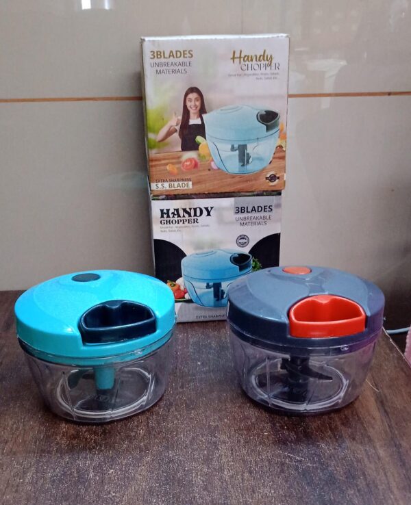 3 Blades Handy Chopper and Slicer Used Widely for chopping and Slicing (450 ML / 1 Pc) - Image 7
