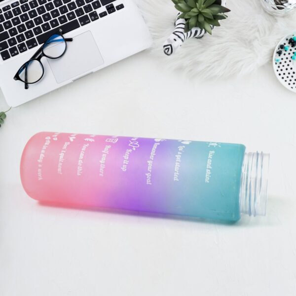 Plastic Colorful Motivational Water Bottle with Straw (900 ML) - Image 4