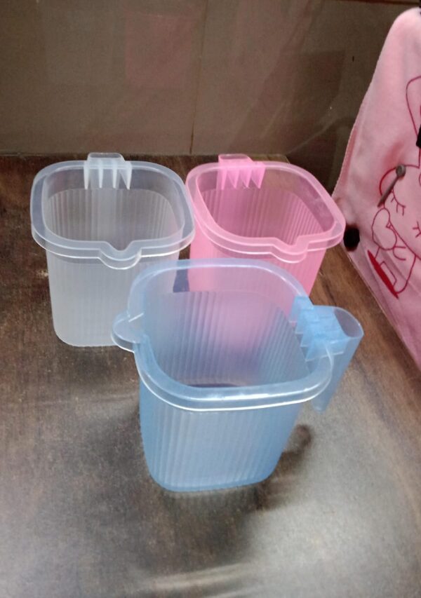 Plastic Square Transparent  Bath Water Mug (1 Pc / 1000 ML / Mix Color) - Image 8