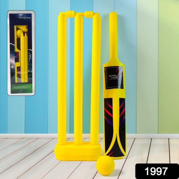 Small Cricket Kit for Boys & Girls, Cricket Set with 1 Cricket Bat, 1 Plastic Ball, Bails, 3 Stumps with Stand Base - Image 2