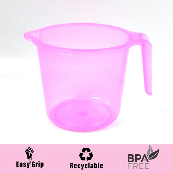 Plastic Round Transparent Bath Water Mug (1 Pc / 1200 ML / Mix Color) - Image 3
