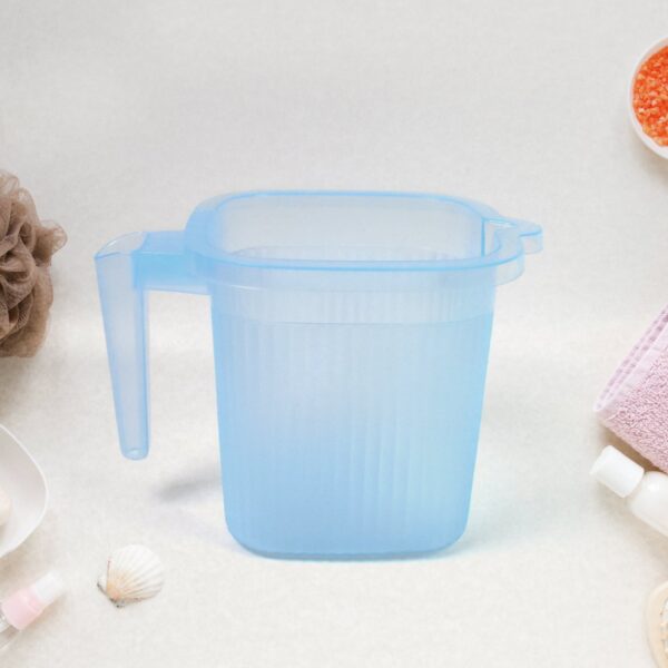 Plastic Square Transparent  Bath Water Mug (1 Pc / 1000 ML / Mix Color) - Image 3