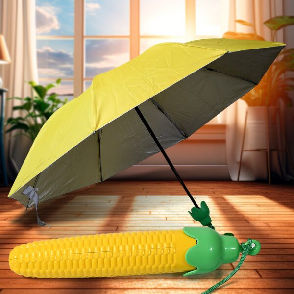Vegetable shaped Folding Umbrella, Plastic Case Creative Fashion Folding Mini Sun Shade Rain Umbrella, Unique Umbrella, Sun & UV Protection, Cute Design (1 Pc) - Image 2
