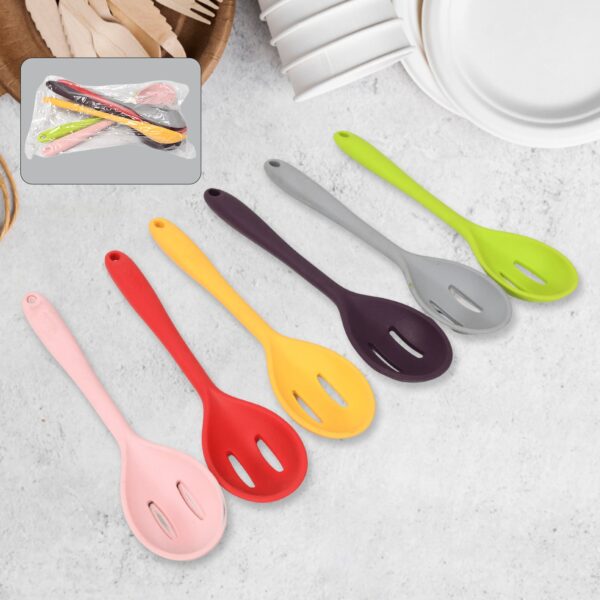 Multipurpose Silicone Spoon, Silicone Basting Spoon Non-Stick Kitchen Utensils Household Gadgets Heat-Resistant Non Stick Spoons Kitchen Cookware Items For Cooking and Baking (6 Pcs Set) - Image 4