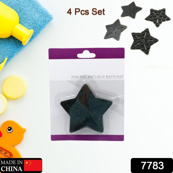 Mini  Pvc Anti-Slip Bat Mat Non Slip Baby Bath Mats, Mini Child Safety Anti Slip Shower Mats Star Shaped for Kids (4 pc Set) - Image 2