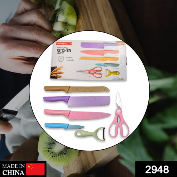 Corrugated 6Pc Kitchen Knife Set Professional Box Knife Set 6 Piece Forged Kitchen Knives with Box. - Image 2