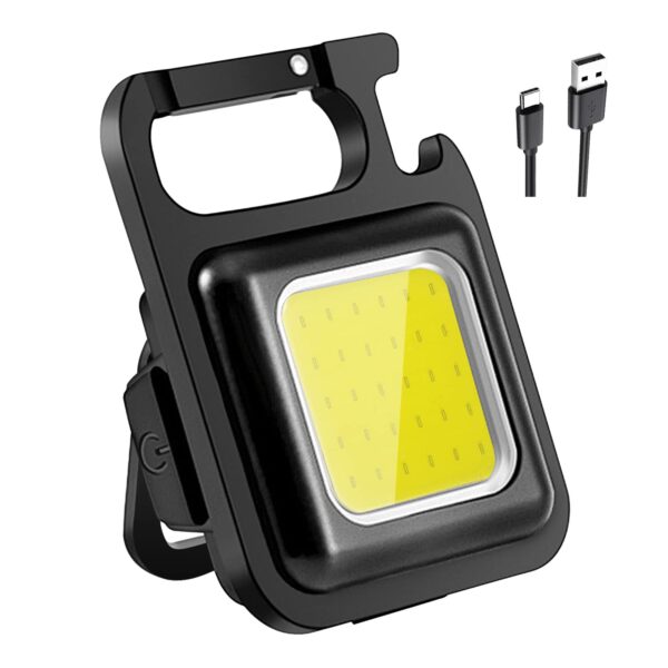 Rechargeable Keychain Mini Flashlight with 4 Light Modes,Ultralight Portable Pocket Light with Folding Bracket Bottle Opener and Magnet Base for Camping Walking - Image 3