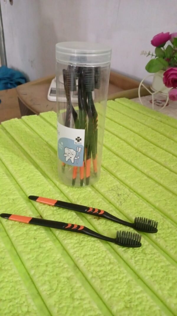 Plastic Toothbrush With Plastic Round Box for Men and Women, Kids, Adults Plastic Toothbrush (10 pcs Set) - Image 7