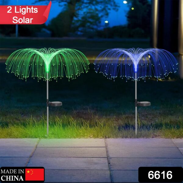 2pcs Garden Solar Outdoor Lights Decorative , 7 Colors Changing RGB Light Waterproof Flower Jellyfish Firework Decor for Garden Patio Landscape Pathway Yard Holiday Decor - Image 2