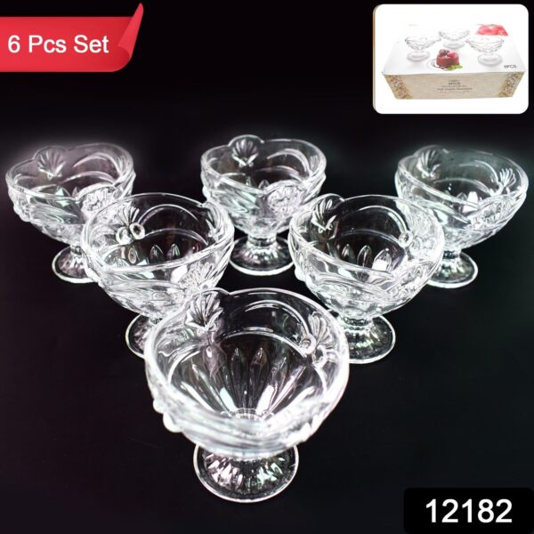 Glass Ice-Cream Cup Set, Home & Kitchen Serving or Dessert Cup (6 Pcs Set) - Image 2
