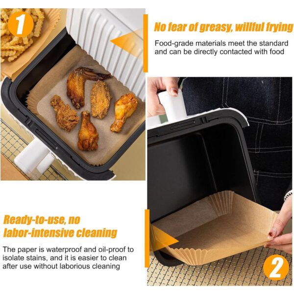 Square Air Fryer Disposable Paper Liner  (50 Pcs Set / 160mmx45mm) - Image 9