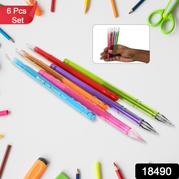 Multi Colour Gel Pen Set, Set of 6 Colours (6 Pcs Set) - Image 2