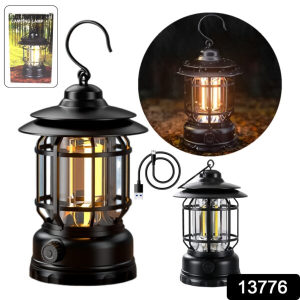 LED Camping Lante Light Retro Style Lighting Battery Type-c Rechargeable (1 Pc) - Image 2