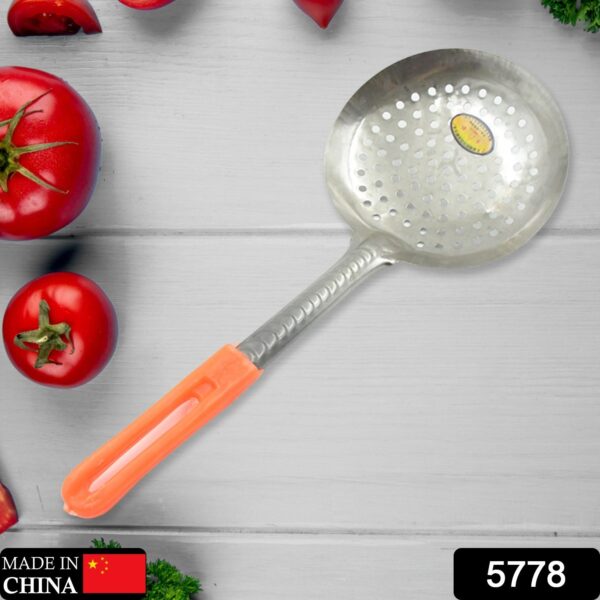 Colander Spoon, Non Slip Hand Polished Thickened Hot Pot Spoon for Kitchen for Restaurant, Stainless Steel Cooking Colander Skimmer Slotted Spoon Kitchen Strainer Ladle with Long Handle for Kitchen Cooking Baking (35 Cm) - Image 2