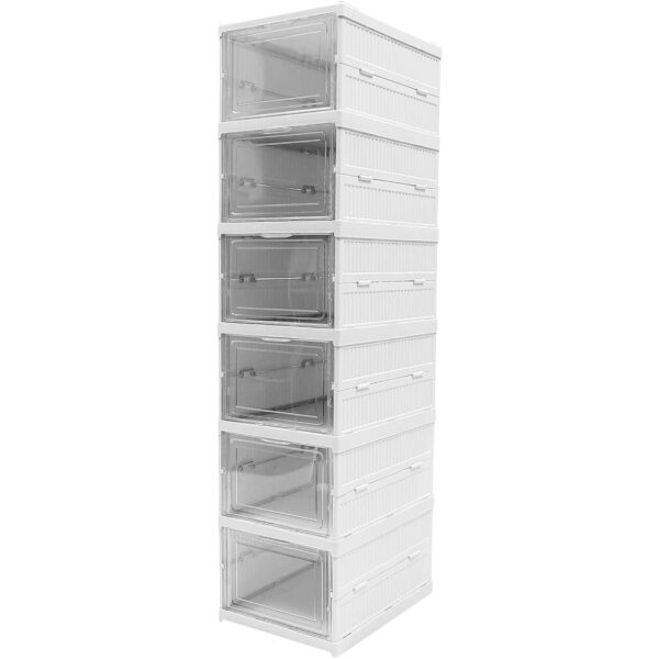 Stackable Multifunctional Storage, for Clothes Foldable Drawer Shelf Basket Utility Cart Rack Storage Organizer Cart for Kitchen, Pantry Closet, Bedroom, Bathroom, Laundry (6 Layer / 1 Pc) - Image 3