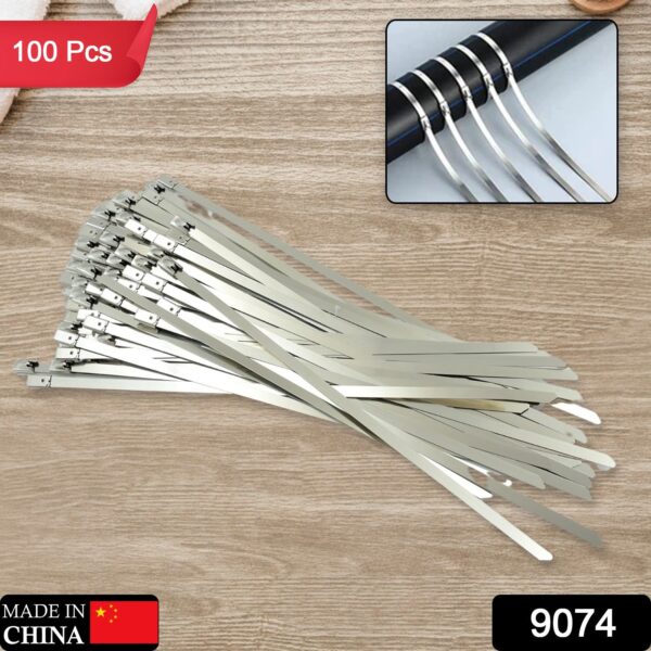 Stainless Steel Cable TIE Used for Solar, Industrial and Home Improvement Multipurpose HIGH Strength, Self-Locking Zip Ties, Multi-purpose Tie, Portable Rustproof 100Pcs Wide Application Zip Tie Set for Building (100 pcs Set / 4.6x200MM) - Image 2