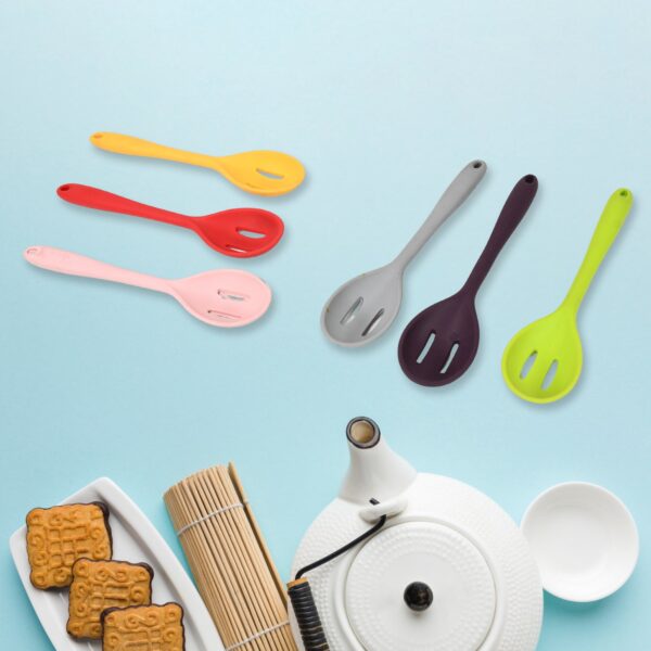 Multipurpose Silicone Spoon, Silicone Basting Spoon Non-Stick Kitchen Utensils Household Gadgets Heat-Resistant Non Stick Spoons Kitchen Cookware Items For Cooking and Baking (6 Pcs Set) - Image 3