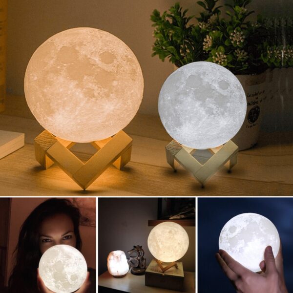 Moon Night Lamp with Plastic Stand Night Lamp for Bedroom (19 x14 Cm / 1 Pc) - Image 6