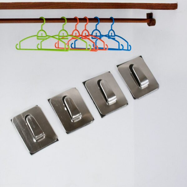 Self- Adhesive Hooks, Heavy Duty Wall Hooks Hangers Stainless Steel Waterproof Sticky Hooks for Hanging Robe Coat Towel Kitchen Bathroom and. - Image 3